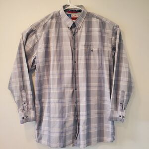 Wrangler George Strait Cowboy Cut Collection 2XL Button Plaid Gray White Blue